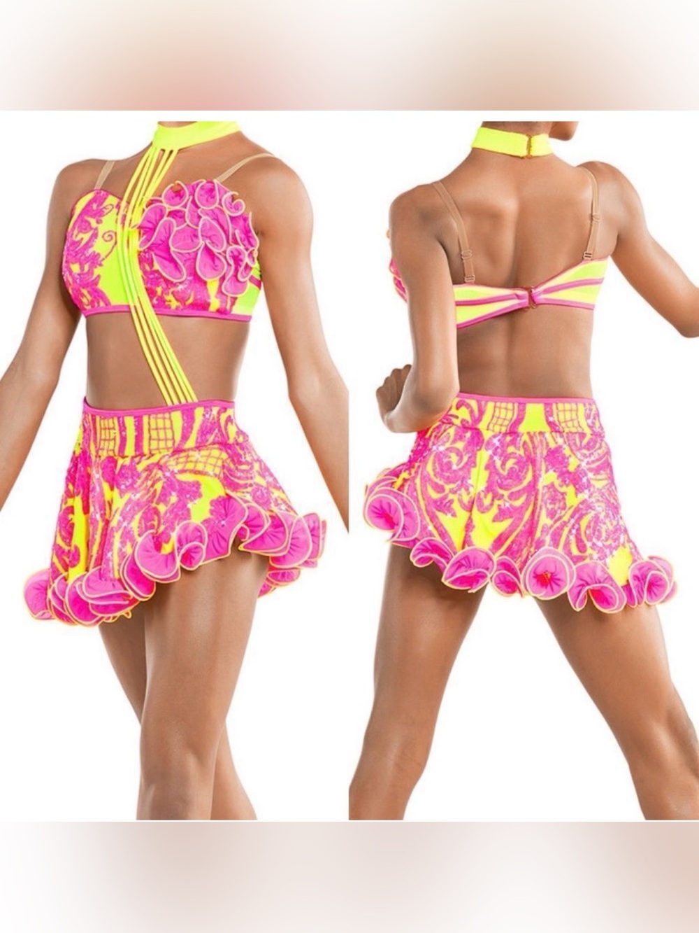 Tenth House solo custom 2 piece costume sequin stone neon Neutron TH25249 PA XSA